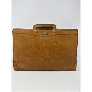 Gold Pfeil Caracciola 16" Brown Leather Briefcase Portfolio Document Bag Germany